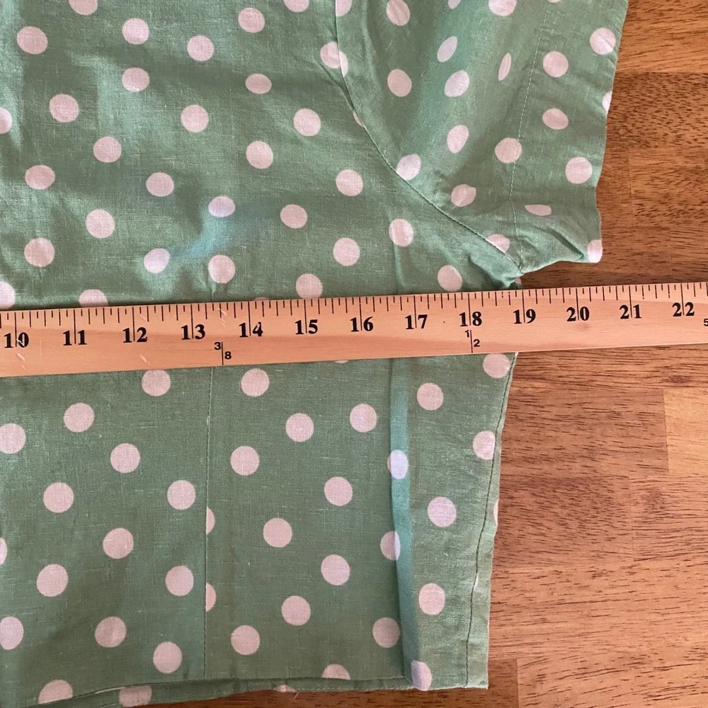Fashion & Best Crop Top Women XL Green White‎ Polka Dot Rockabilly Pinup Picnic